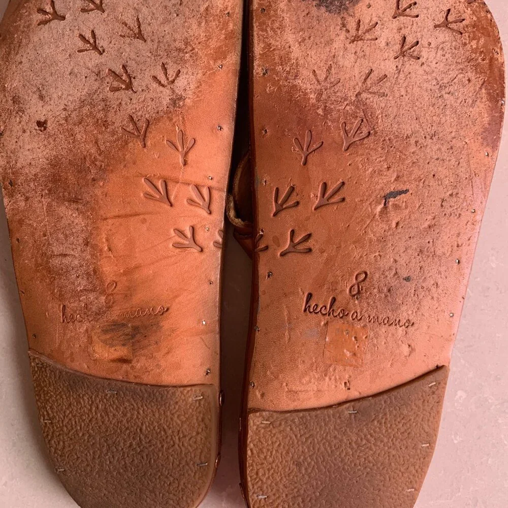 beek Tan Braided Leather Slide Sandals